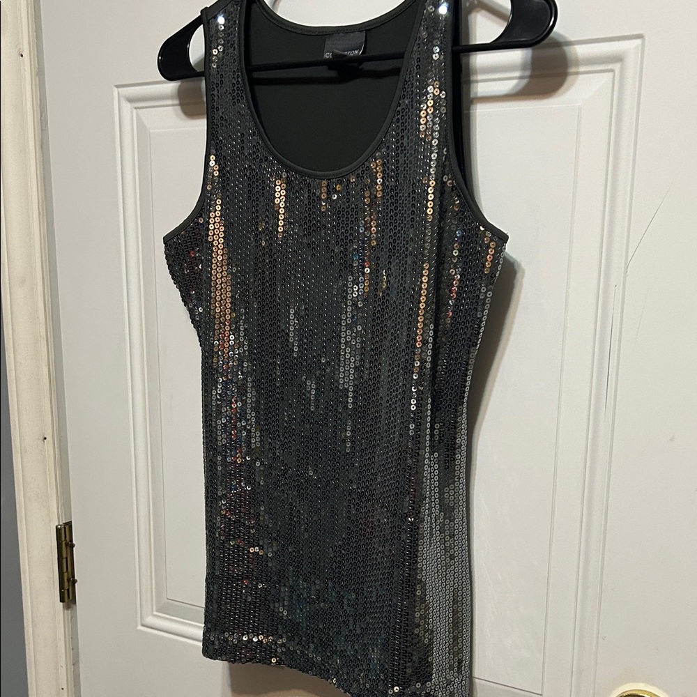 Covington Black and Gold Sequin Top